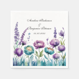 Turquoise en Paarse Wildflowers Wedding Servet