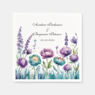 Turquoise en Paarse Wildflowers Wedding Servet