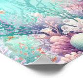 Turquoise en paarse zeemeermin 1e verjaardag welko poster (Hoek)