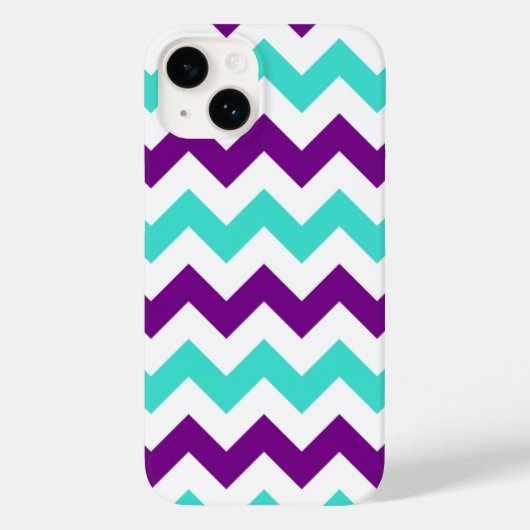 Turquoise en Paarse Zigzag Case-Mate iPhone Case (Achterkant)