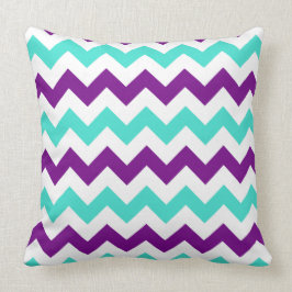 Turquoise en Paarse Zigzag Kussen