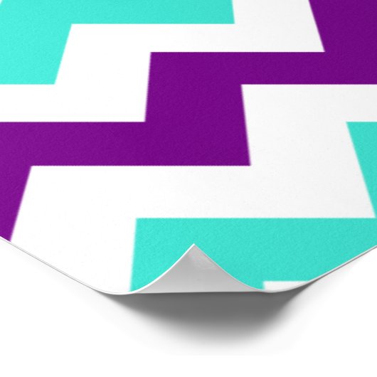 Turquoise en Paarse Zigzag Poster (Hoek)