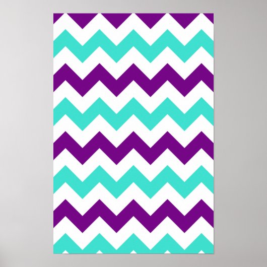 Turquoise en Paarse Zigzag Poster (Voorkant)