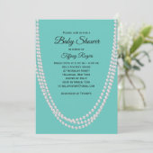 Turquoise en Parels Baby Shower Uitnodiging (Staand voorkant)