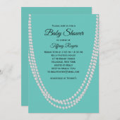 Turquoise en Parels Baby Shower Uitnodiging (Voorkant / Achterkant)