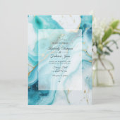 Turquoise en Patina Agaat bruiloft Kaart (Staand voorkant)