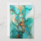 Turquoise en Patina Alcohol Inkt Bruiloft Kaart (Achterkant)