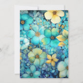 Turquoise en Patina bloemenbruiloft Kaart (Achterkant)