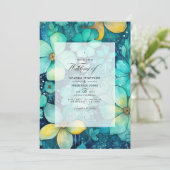 Turquoise en Patina bloemenbruiloft Kaart (Staand voorkant)