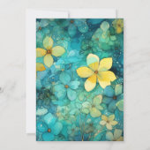 Turquoise en Patina bloemenbruiloft Kaart (Achterkant)