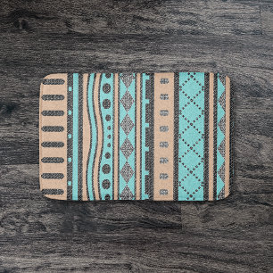 Turquoise en Peach Aztec Pattern Badmat