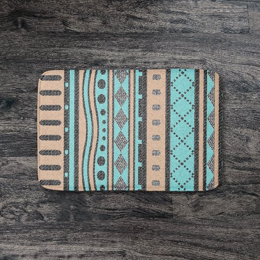 Turquoise en Peach Aztec Pattern Badmat