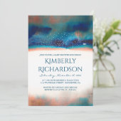 Turquoise en Peach Waterverf Modern Baby shower Kaart (Staand voorkant)