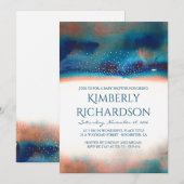 Turquoise en Peach Waterverf Modern Baby shower Kaart (Voorkant / Achterkant)