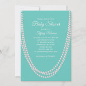Turquoise en Pearls Baby shower nodigen wit uit Kaart (Voorkant)