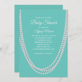 Turquoise en Pearls Baby shower nodigen wit uit Kaart (Voorkant / Achterkant)