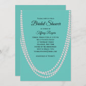 Turquoise en Pearls Bridal Shower Invitation Kaart (Voorkant / Achterkant)
