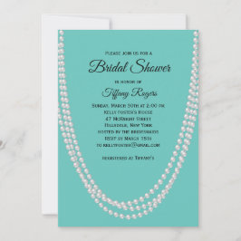 Turquoise en Pearls Bridal Shower Invitation Kaart