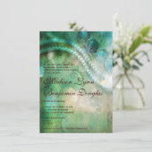 Turquoise en Pearls Rustic Wedding Invitations Kaart (Staand voorkant)
