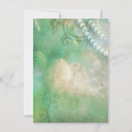 Turquoise en Pearls Rustic Wedding Invitations Kaart (Achterkant)