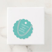 Turquoise en Pearls Vrijgezellenfeest Dank je wit Bedankjes Labels (In situ)