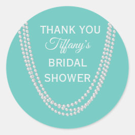 Turquoise en Pearls Vrijgezellenfeest Dank je wit Ronde Sticker