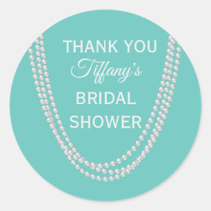 Turquoise en Pearls Vrijgezellenfeest Dank je wit Ronde Sticker