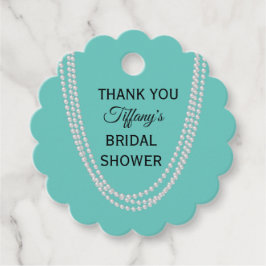 Turquoise en Pearls Vrijgezellenfeest Hartelijk da Bedankjes Labels