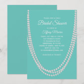 Turquoise en Pearls Vrijgezellenfeest nodigen wit  Kaart (Voorkant / Achterkant)