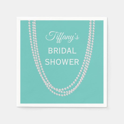 Turquoise en Pearls Vrijgezellenfeest white Servet (Voorkant)