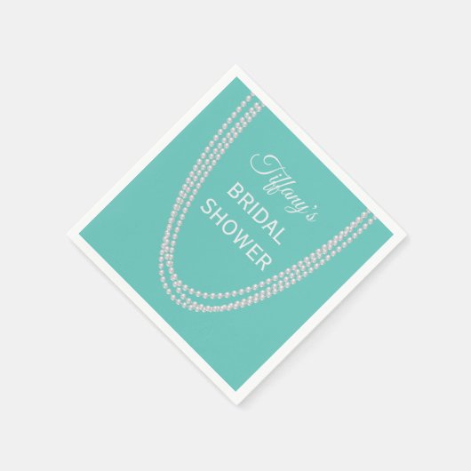 Turquoise en Pearls Vrijgezellenfeest white Servet (Hoek)
