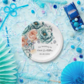 Turquoise en perzik diamanten bruiloft papieren bordje (Feest)