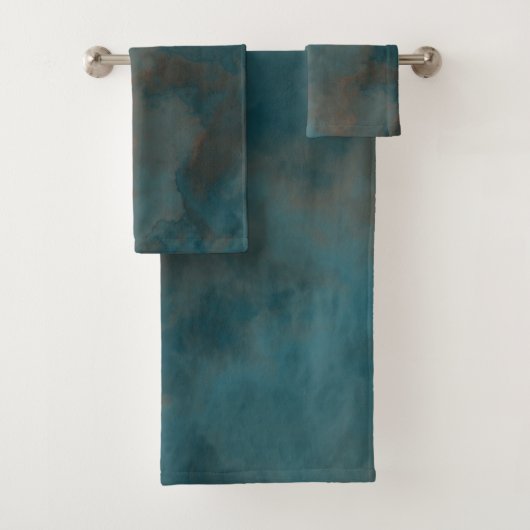 Turquoise en perzik marmer abstract bad handdoek (Insitu)
