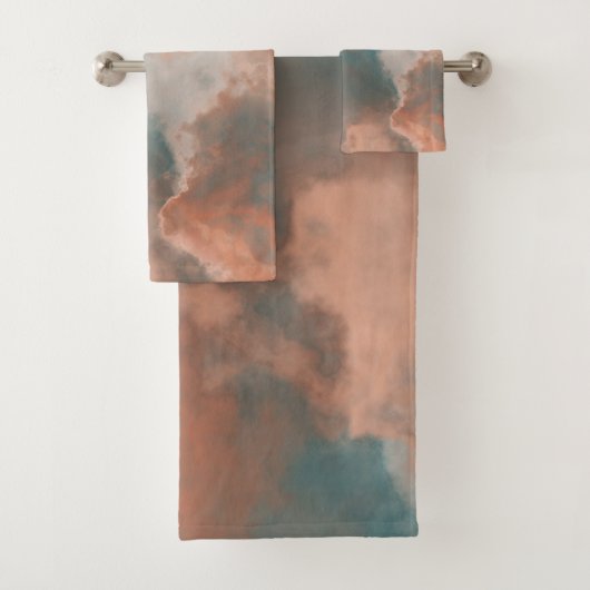 Turquoise en perzik marmer abstract bad handdoek (Insitu)