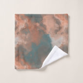 Turquoise en perzik marmer abstract bad handdoek (Wasdoekje)