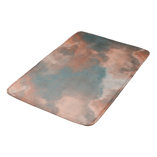 Turquoise en perzik marmer abstract badmat (Gekanteld)