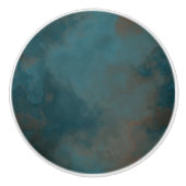 Turquoise en perzik marmer abstract keramische knop (Voorkant)