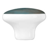 Turquoise en perzik marmer abstract keramische knop (Zijkant)