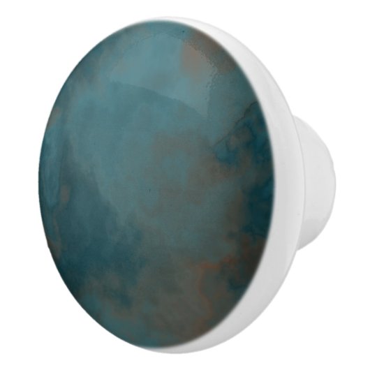 Turquoise en perzik marmer abstract keramische knop (Rechts)