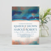 Turquoise en perzik moderne Waterverf bruiloft Kaart (Staand voorkant)