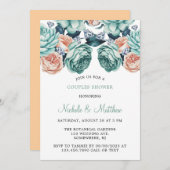 Turquoise en perzik Rozen paren douchen Kaart (Voorkant / Achterkant)