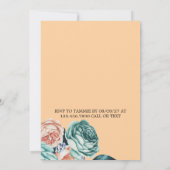 Turquoise en perzik Rozen Vrijgezellenfeest Kaart (Achterkant)