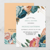 Turquoise en perzik Rozen Vrijgezellenfeest Kaart (Voorkant / Achterkant)