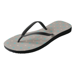 Turquoise en perzik teenslippers