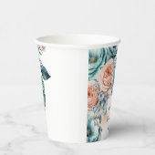 Turquoise en Perzikrozen Diamanten Bruiloft Papieren Bekers (Rechts)