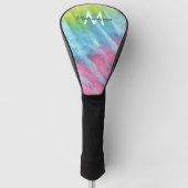 Turquoise en Pink Girly Tie Dye Monogrammed Golfheadcover (Voorkant)