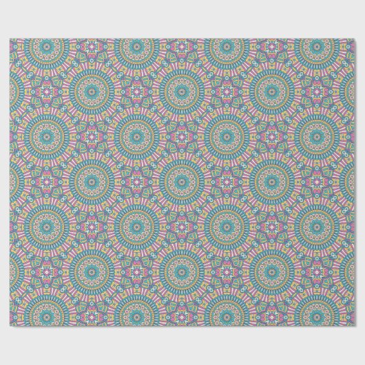 Turquoise en Pink Mandala Cadeaupapier (Vlak)