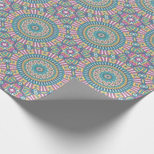 Turquoise en Pink Mandala Cadeaupapier (Hoek)