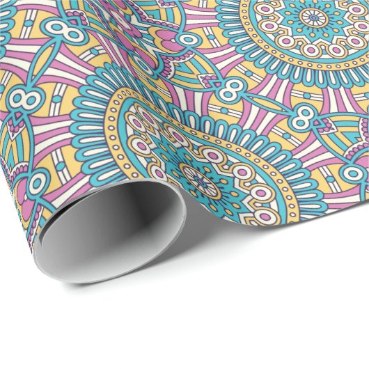 Turquoise en Pink Mandala Cadeaupapier (Rol Hoek)