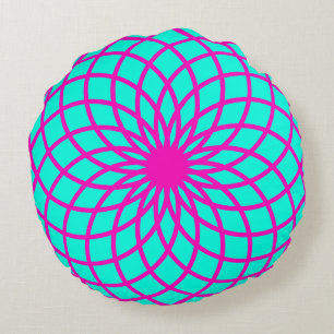 Turquoise en Pink Torus Meditation Cushion Rond Kussen